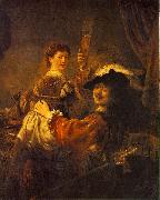 REMBRANDT Harmenszoon van Rijn Rembrandt and Saskia in the Scene of the Prodigal Son in the Tavern dh Germany oil painting reproduction